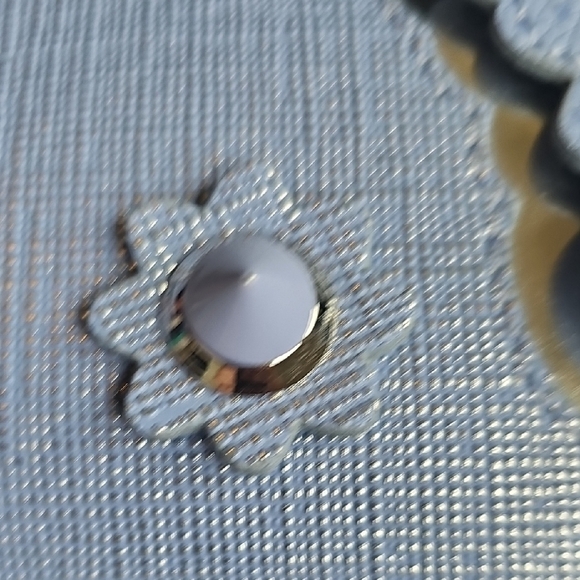 Henri Bendel Stunning Periwinkle Blue & Gold Tote with 3D Floral Cutouts NWT - Picture 9 of 14